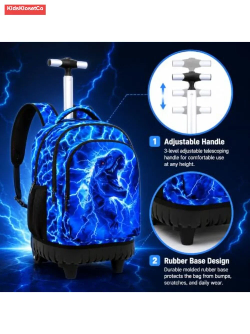 Rolling Backpack Boys 3PCS Set with Lunch Bag Wheeled Bookbag Kids Travel